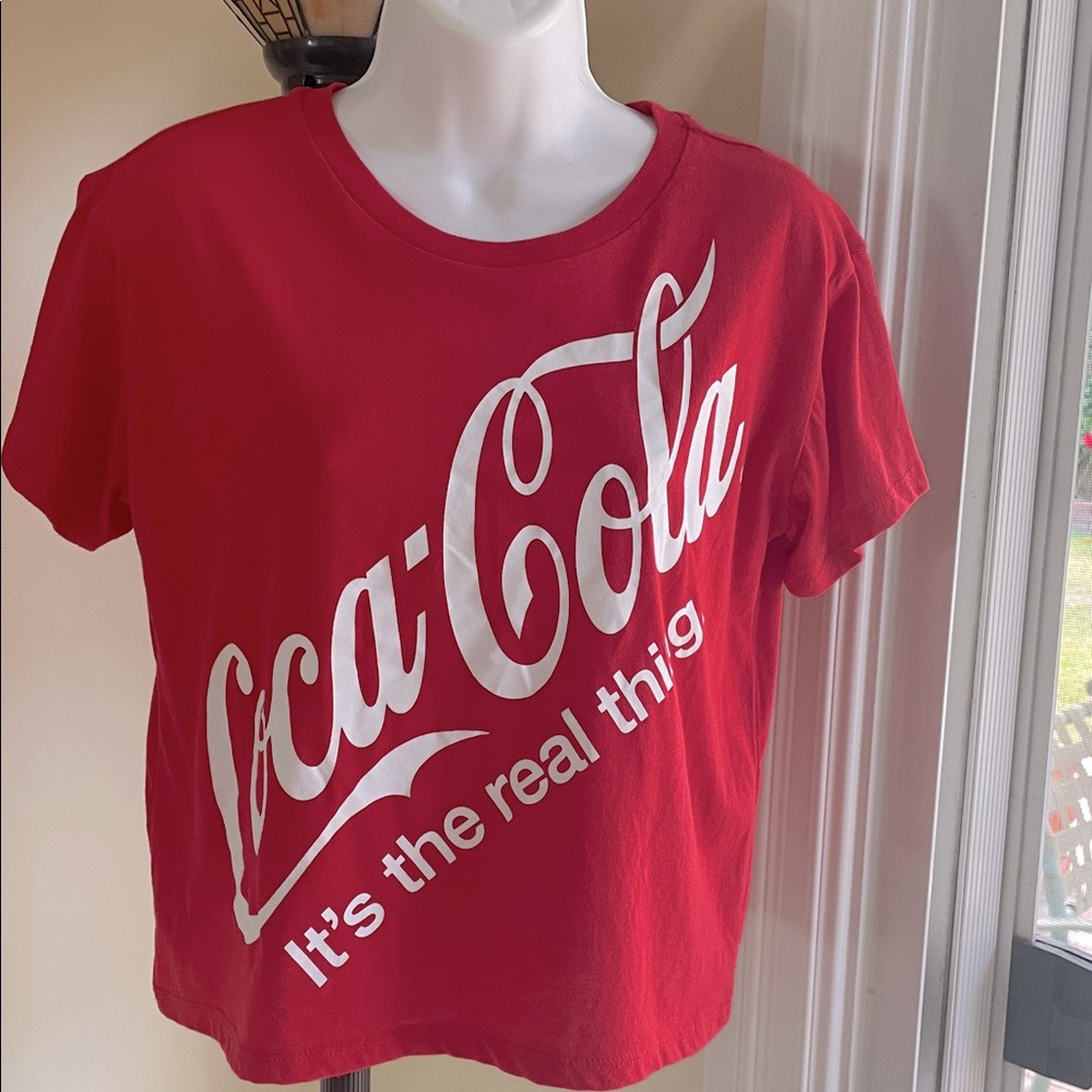 Coca-Cola Vibrant Red Crop Tee with White Logo - Picture 3 of 5